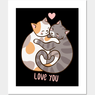 Cute cats hugging love you Posters and Art